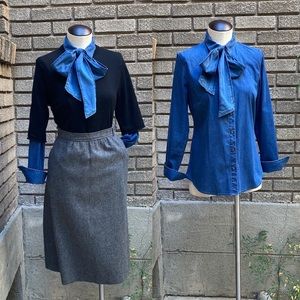 Banana Republic Pussybow Denim Blouse NWT